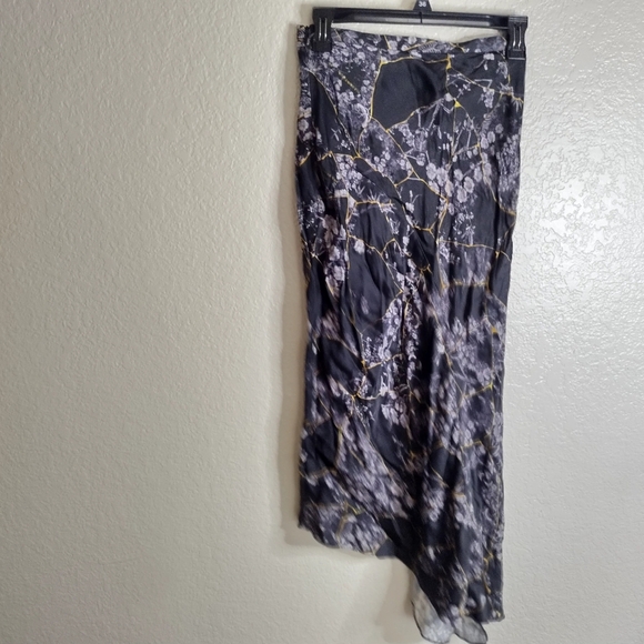 ALL SAINTS Luisa Buruberu Printed Floral Skeleton Midi Skirt Sz 0 - Picture 5 of 11
